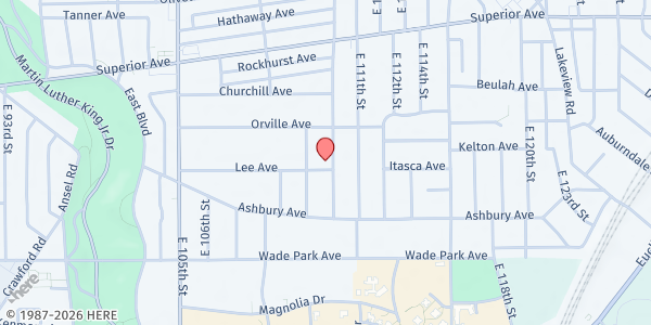 Map showing Beth-El AME Zion Church - Food Distribution Center at 1428 E 110th St, Cleveland, OH