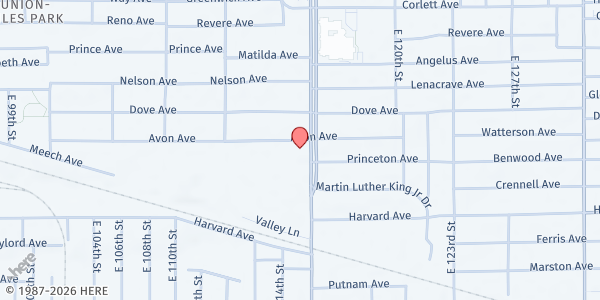 Map showing Bethany Christian Church at 3940 Martin Luther King Jr Dr, Cleveland, OH