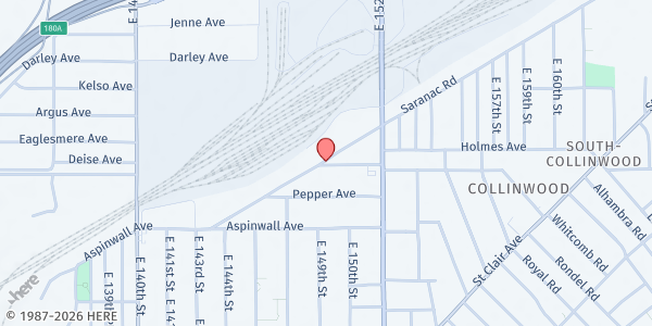 Map showing Beulah Baptist Church of Collinwood at 14912 Saranac Rd, Cleveland, OH