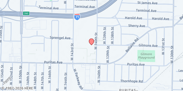 Map showing Bountiful Basement at 4370 W 140th St, Cleveland, OH