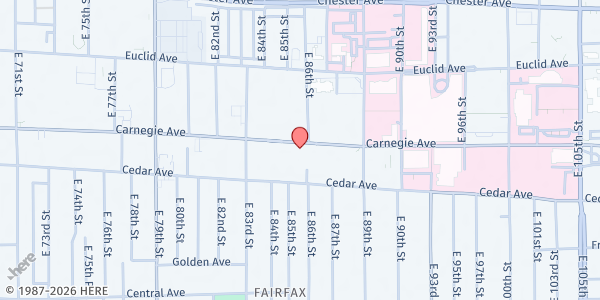 Map showing Bread of Life Food Pantry - Food Distribution Center at 8520 Carnegie Ave, Cleveland, OH
