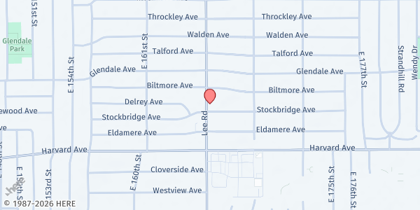 Map showing Bridge of Hope Center - Mobile Pantry Distribution at 3949 Lee Rd, Cleveland, OH