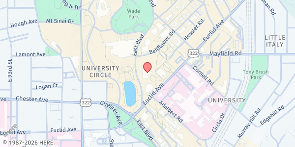 Map showing Case Western Reserve University at 11055 Euclid Ave, Cleveland, OH