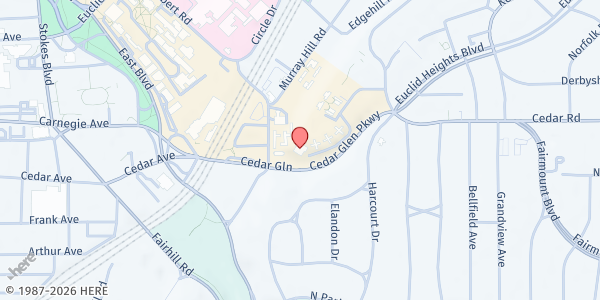 Map showing Case Western Reserve University Community Pantry at 11892 Carlton Rd, Cleveland, OH