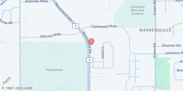 Map showing CCPL - Warrensville Heights Branch at 4415 Northfield Rd, Cleveland, OH
