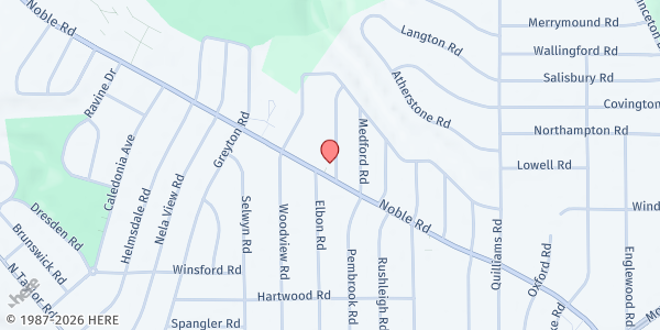 Map showing Central Bible Baptist Church at 2285 Noble Rd, Cleveland, OH