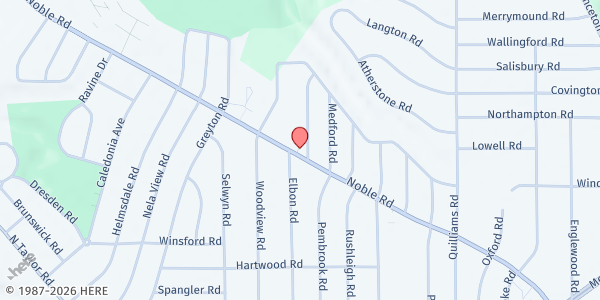 Map showing Central Bible Baptist Church at 2285 Noble Rd, Cleveland, OH