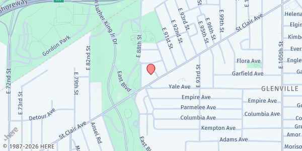 Map showing Church of Christ at the Boulevard at 8837 Saint Clair Ave, Cleveland, OH