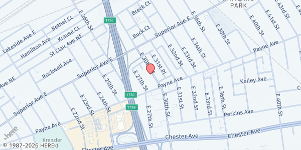 Map showing Cleveland Housing Network - Food Distribution Center at 2999 Payne Ave, Cleveland, OH