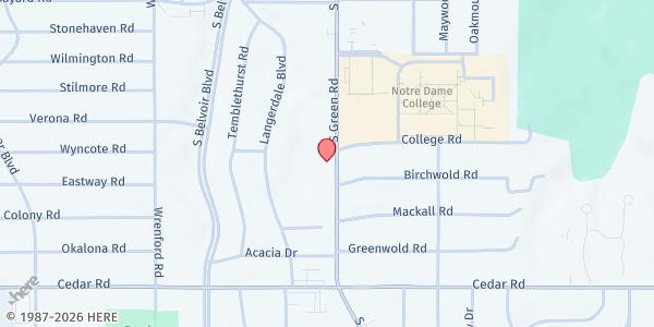 Map showing Cleveland Kosher Food Pantry at 2004 S Green Rd, Cleveland, OH