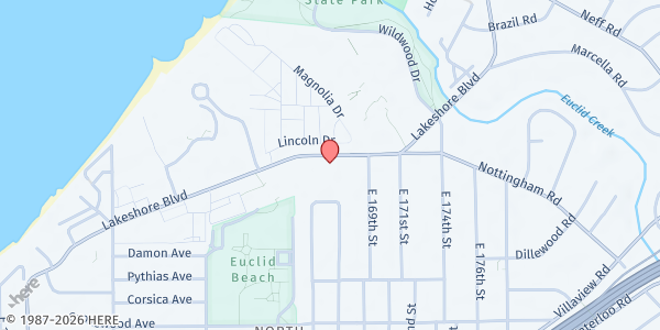 Map showing CMHA Beachcrest at 16700 Lakeshore Blvd Bld A, Cleveland, OH