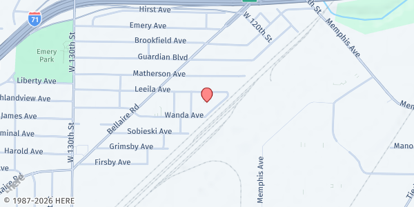 Map showing CMHA Bellaire Garden B at 12000 Wanda Ave, Cleveland, OH