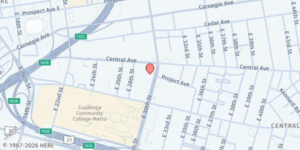 Map showing CMHA Cedar High Rise at 2320 E 30th St, Cleveland, OH