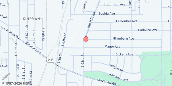 Map showing CMHA Mount Auburn at 3061 E 93rd St, Cleveland, OH