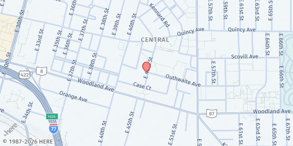 Map showing CMHA Outhwaite at 2452 E 46th St, Cleveland, OH