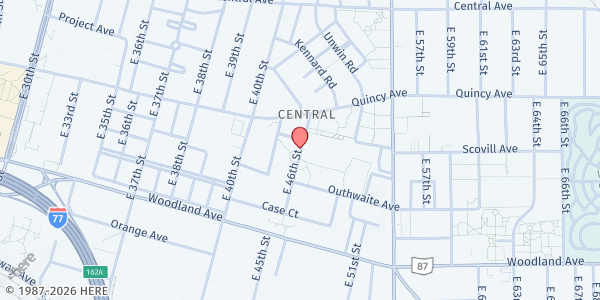 Map showing CMHA Outhwaite at 2452 E 46th St, Cleveland, OH