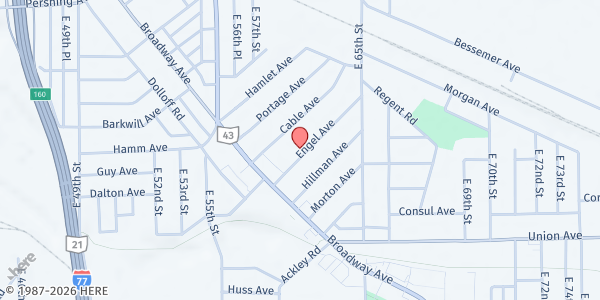 Map showing Community of Faith Assembly at 5949 Engel Ave, Cleveland, OH