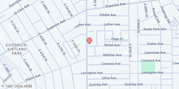 Map showing Corinthian Baptist Church at 1643 E 55th St, Cleveland, OH