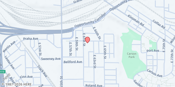 Map showing Elizabeth Baptist Church at 6114 Francis Ave, Cleveland, OH