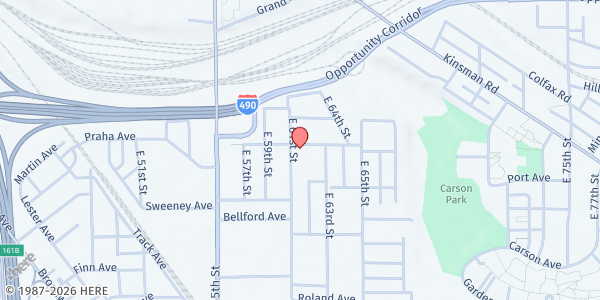 Map showing Elizabeth Baptist Church - Food Distribution Center at 6114 Francis Ave, Cleveland, OH