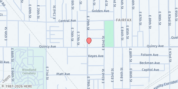 Map showing Emmanuel Baptist Church at 7901 Quincy Ave, Cleveland, OH