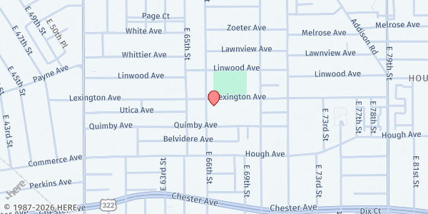 Map showing Fatima Family Center at 6600 Lexington Ave, Cleveland, OH