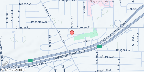 Map showing Garfield Heights Senior Center at 5409 Turney Rd, Cleveland, OH