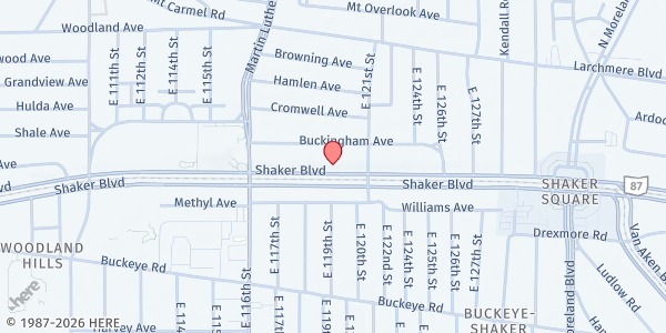 Map showing Greater Cleveland Delta Foundation - Mobile Pantry at 11955 Shaker Blvd, Cleveland, OH