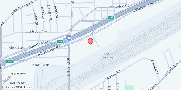 Map showing Greater Cleveland Food Bank Community Resource Center at 15500 S Waterloo Rd, Cleveland, OH