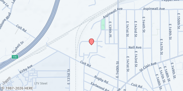 Map showing Greater Cleveland Food Bank Partner Distribution Hub at 13815 Coit Rd, Cleveland, OH