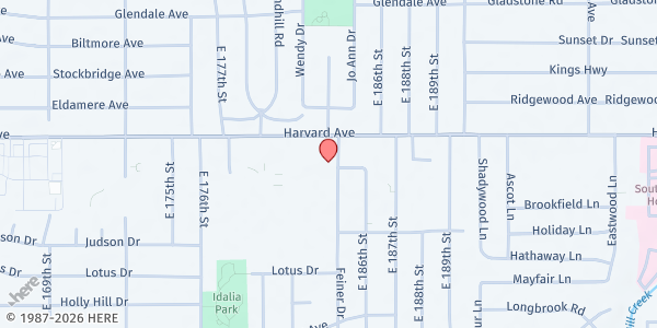 Map showing Harvard Community Service Center at 18240 Harvard Ave, Cleveland, OH