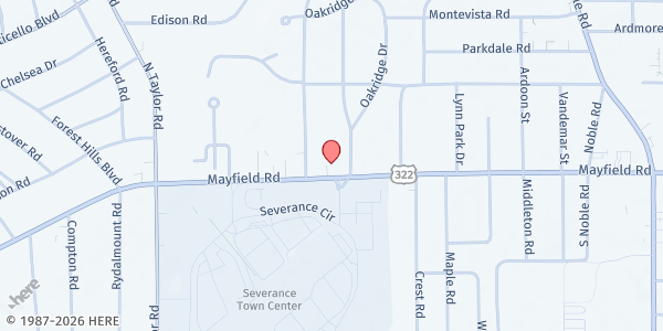 Map showing Heights Emergency Food Center at 3663 Mayfield Rd, Cleveland, OH