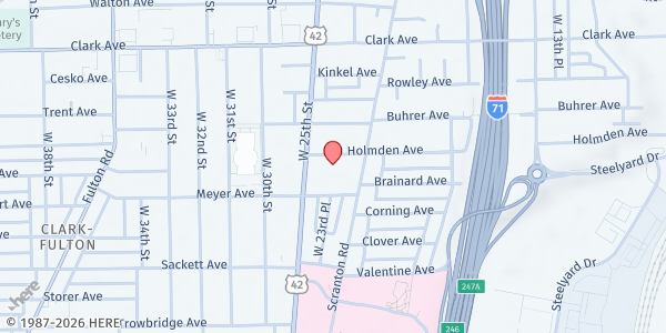 Map showing Iglesia Nueva Vida - Free Methodist Church at 2327 Holmden Ave, Cleveland, OH