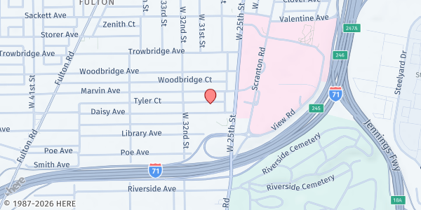Map showing Iglesia Sinai at 2806 Daisy Ave, Cleveland, OH