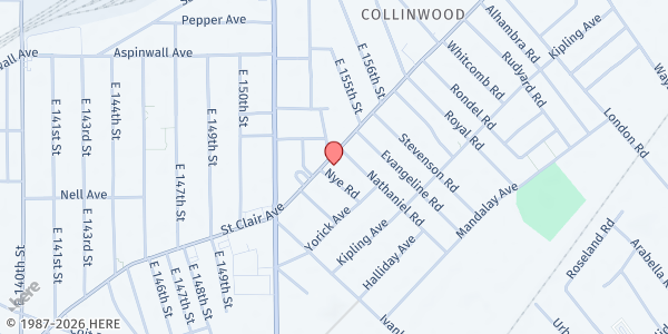 Map showing NEON Collinwood Health Center at 15322 Saint Clair Ave, Cleveland, OH