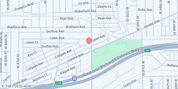 Map showing New Beginning Ministries at 2060 W 65th St, Cleveland, OH