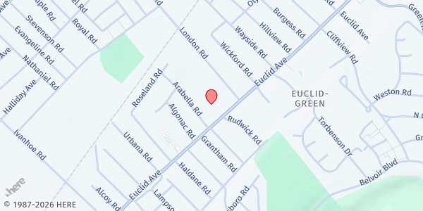 Map showing New Door Praise and Worship Center at 17325 Euclid Ave, Cleveland, OH