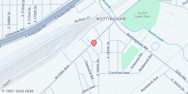 Map showing Nottingham Food Pantry at 18316 Saint Clair Ave, Cleveland, OH