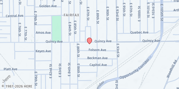 Map showing Olivet Institutional Baptist Church at 8712 Quincy Ave, Cleveland, OH