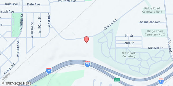 Map showing Rise In Love Main Location at 9227 Clinton Rd, Cleveland, OH