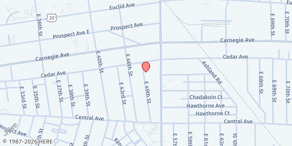 Map showing Saint Andrew's Episcopal Church - Food Distribution Center at 2171 E 49th St, Cleveland, OH