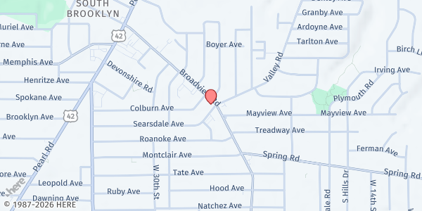 Map showing Saint Vincent De Paul Ozanam Food Pantry at 2145 Broadview Rd, Cleveland, OH