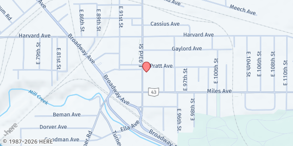 Map showing Salvation Army - Miles Park at 4139 E 93RD ST, Cleveland, OH