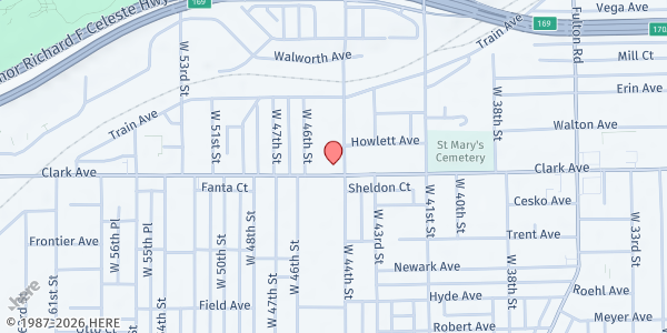 Map showing Salvation Army - Ohio City at 4400 CLARK AVE, Cleveland, OH