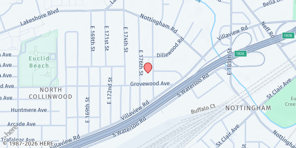 Map showing Salvation Army - Temple Corps at 17625 Grovewood Ave, Cleveland, OH