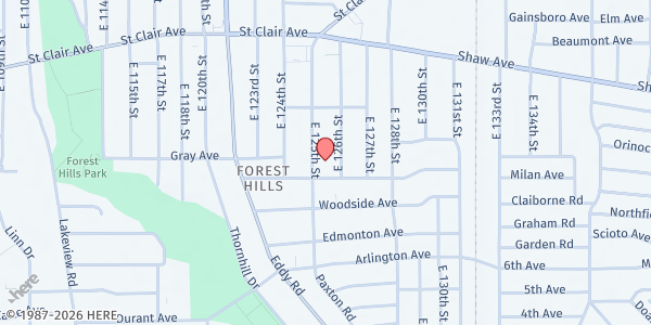 Map showing Second St. John Baptist at 717 E 125th St, Cleveland, OH