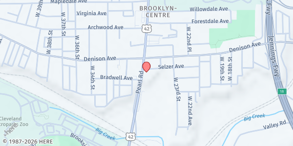 Map showing SPB Helping Hands Food Pantry - Harper's Point at 3875 West 25, Cleveland, OH