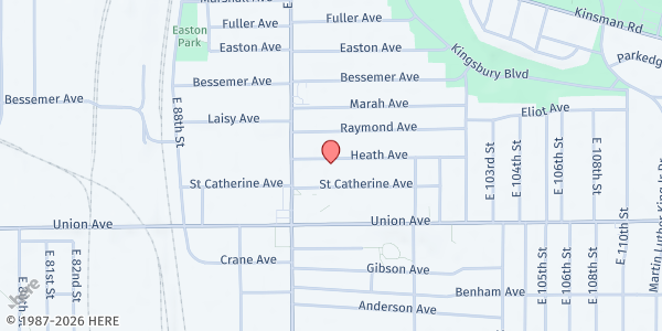 Map showing St. Catherine Church/St Basil TG at 9412 Heath Ave, Cleveland, OH