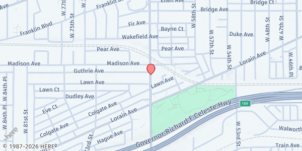 Map showing St. Colman's at 2021 W 65th St, Cleveland, OH