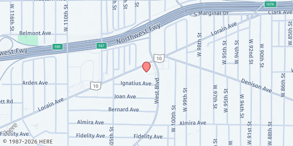 Map showing St. Ignatius of Antioch School at 10205 Lorain Ave, Cleveland, OH